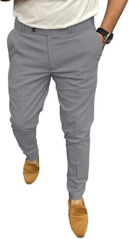 Mens Fashion Dress Pants Slim Fit Casual Business Dress Pants Classic Work Pants in Kuwait