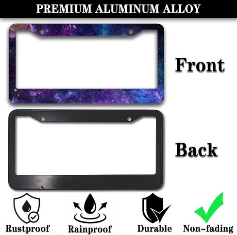 License Plate Frames for Men Multicolor License Plate Cover for Women Galaxy Aluminum Metal Car Accessory 2 Pack with Screw Covers Set in Saudi Arabia