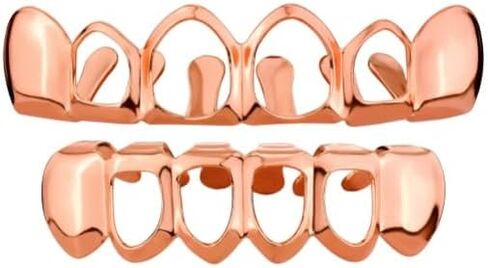 18K Gold Plated Vampire Teeth Grillz Grills for Your Teeth Removable Open Face Grillz Hip Hop Mouth Grills For Women Men Gift Halloween Party Photo Fancy Dress in Saudi Arabia