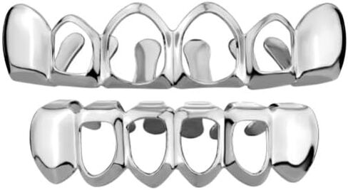 18K Gold Plated Vampire Teeth Grillz Grills for Your Teeth Removable Open Face Grillz Hip Hop Mouth Grills For Women Men Gift Halloween Party Photo Fancy Dress in Saudi Arabia