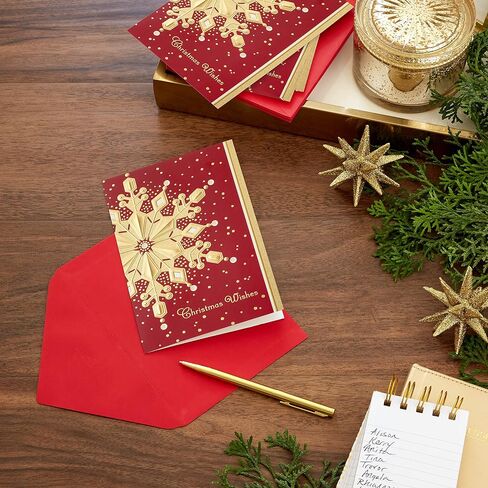 Hallmark Boxed Holiday Cards, Red and Gold Snowflake (40 Cards with Envelopes) in Saudi Arabia