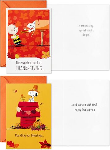 Hallmark Peanuts Thanksgiving Cards Assortment, Snoopy and Friends (16 Assorted Cards with Envelopes) in Saudi Arabia