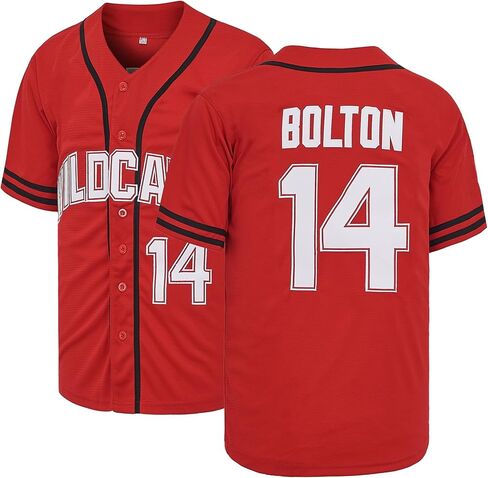 Mens Baseball Jersey Wildcats #14 Troy Bolton #8 Chad Danforth Movie Stitched Jersey Red XS-XXL in Saudi Arabia