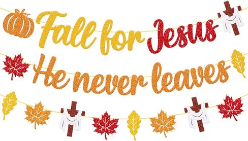 تقع من أجل يسوع، فهو لا يترك أبدًا لافتة زخارف الخريف المسيحية، الديانة المسيحية، أوراق القيقب، موضوع اليقطين، حفلة عيد الشكر، الكنيسة، لوحة الإعلانات، ديكورات لوحة الإعلانات in Kuwait