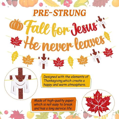 تقع من أجل يسوع، فهو لا يترك أبدًا لافتة زخارف الخريف المسيحية، الديانة المسيحية، أوراق القيقب، موضوع اليقطين، حفلة عيد الشكر، الكنيسة، لوحة الإعلانات، ديكورات لوحة الإعلانات in Kuwait