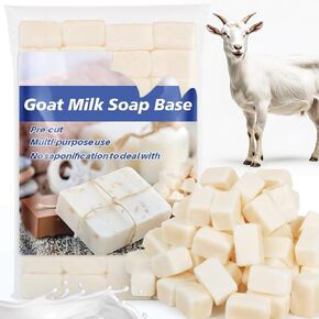 Pre-Cut Cubes Goat Milk Soap-Base - 430G Sukh Moisturizing Goat Milk Soap Base Melt and Pour,Natural Soap Base for Soap Making Organic,Melt and Pour Soap Base Goat Milk Homemade Soap Making Supplies