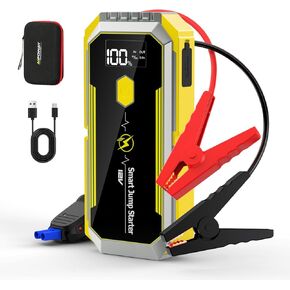 Car Jump Starter 5000A, Jump Starter Battery Pack (Up to 8.0L Gas & 6.5L Diesel Engines), 26800mAh Battery Jumper Starter Portable QC3.0 USBx2, 12V Auto Battery Booster Jumper Cables with 4 LED Modes