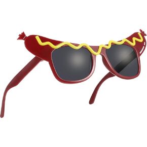 Garneck Hot Dog Sunglasses for Adults - Funny Shape Eyewear Party Costume Accessories - Decorative Glasses for Holiday Birthday Halloween Carnival and Masquerade Party