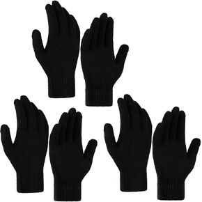 Glooarm 3 Pairs Winter Gloves for Men Women Thick Cashmere Magic Winter Gloves Knit Stretchy Mittens Unisex Adults Gloves