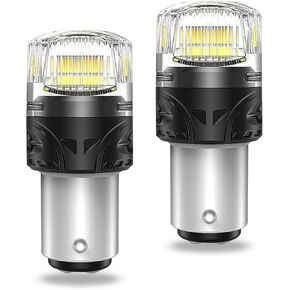 Erato Upgraded 1157 LED Bulbs 13.5V 36PCS GC2835 Chip Build in CANBUS 6500K Diamond White 3000 Lumens Super Bright with Fan Replacement for Tail Light Stop Lights Backup Turn Rear Fog Lamp Pack of 2