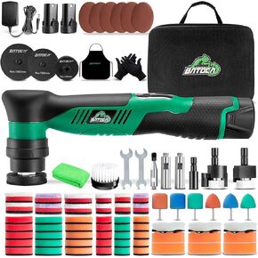 BATOCA S5 Cordless Car Buffer Polisher Sander Kit Dual Action & Rotary Polishing Machine 1/2/3 Inch Polishing Pads for Car Detailing,6 Variable Speeds 2000-5500RPM,Orbital Polisher for Car Boat Polish