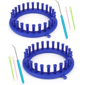 Aeelike 2 Pcs Round Knitting Looms Set, 36 Pegs Knitting Loom Simple for Beginner, 24 cm Diameter Plastic Loom Knitting, Small Round Loom Knitting Set for Home DIY, Teaching, Learning