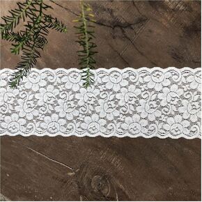 4 Inch Floral Lace Ribbon, 10cm Wide 5 Yard Long Elastic lace Trim, White Thick lace Tissue for Wedding Party, Home Decor, chiar sash, Lingerie Sewing Projects, etc.