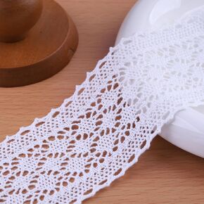 10 Yards x 2.1 Inch Lace Ribbon Vintage Lace Trim Crochet Cotton Lace Edge for Christmas Package DIY Sewing Wedding Bridal Dress,Crafts and Sewing (Beige)