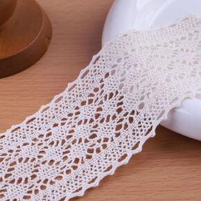 10 Yards x 2.1 Inch Lace Ribbon Vintage Lace Trim Crochet Cotton Lace Edge for Christmas Package DIY Sewing Wedding Bridal Dress,Crafts and Sewing (Beige)