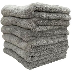 Microfiber Car Towels 16x16in - Gray, 6 Pack, 500gsm - Ultra-Absorbent, Lint-Free, Scratch-Free Cleaning & Detailing Cloths for Cars and Automobiles