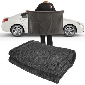 Extra Large Car Drying Towels 1300GSM Absorbent Microfiber Towels for Cars Premium 24"x36" Double Twisted Velvet Rinse-free Cleaning Cloth One Pass Soft Cloth for SUV Truck Efficient Drying 1 pack