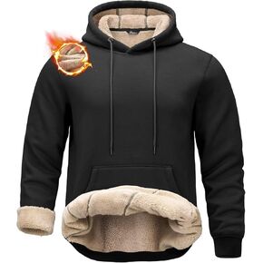 Pudolla Men's Sherpa Hoodie Pullover Winter Thick Warm Fleece Lined Hoodies Athletic Sweatshirts with Kangaroo Pouch Pocket