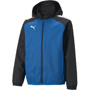 PUMA unisex child TeamLIGA All Weather Jacket, Electric Blue Lemonade-puma Black, Large US
