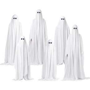 Xtinmee 6 Set Halloween Ghost Costume Full Cover White Sheets and Black Costume Glasses for Adult Cosplay Party Supplies