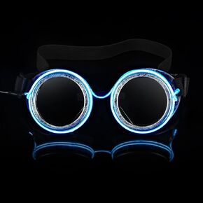 LED Steampunk Goggles,Steampunk Glasses Glow in the Dark, Vintage Goggles Halloween Costume Accessory