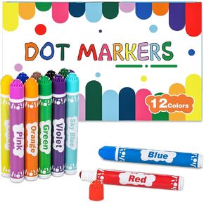 Dot Markers for Kids, 12-Color Bingo Daubers, Washable Bingo Markers for Kids Drawing Coloring, Arts and Crafts Supplies Dot Paint Marker Set