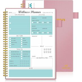 مخطط العافية ومجلة الطعام، مجلة النظام الغذائي والصحة اليومية مع فقدان الوزن، دفتر يوميات العافية لتتبع اللياقة البدنية والنوم والتغذية والوجبات والعادات وحلقة القلم والجيب، 180 يومًا (7 × 10 بوصة) in Kuwait