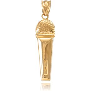 10k Yellow Gold Singer Microphone Music Charm Pendant