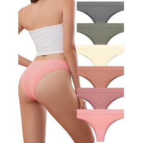 Women's Underwear Seamless Hipster Bikini Panties Sexy No Show Ladies Briefs Cheeky High Cut Lingerie for Women 6 Pack