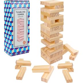 Wooden Blocks Stacking Tumbling Tower Game for Kids Adults Family 54 pcs Classic Block Stacking Board Games for Indoor Outdoor Night Toy Games
