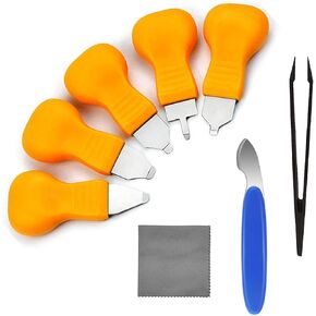 Watch Back Removal Tool, 8 in 1 Watch Battery Replacement Tool Kit with 6 Types of Pry Tools Watch Case Back Opener Remover Tool, Anti-Static Tweezers and Cleaning Cloth 5 Colors