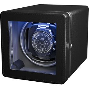 Watch Winder,Automatic Single Watch Winder with Quiet Motor,4 Rotation Mode Setting,Built-in LED Light,Type-C,Suitable for Men's and Women's(Carbon)
