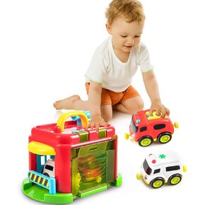 Children's Fire Rescue Center Toy Set - Includes Fire Truck, Ambulance and Station Scene Take-Around City Emergency Center Toy for Baby 18 Months + Party Birthday Gift
