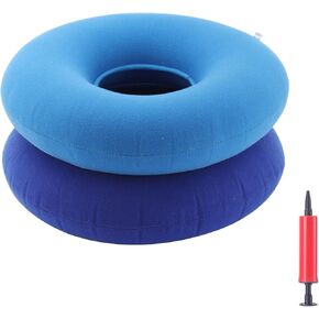 2 Pack Inflatable Donut Pillow Cushion Inflatable Ring Cushion Seat 15 Inch Round Inflatable Cushion Portable Donut Cushion Pillow for Home Office Chair Wheelchair Car, 2 Colors