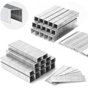 SHALL Heavy Duty T50 Staples and 18GA Brad Nails Combo Kit, 8000-Count, Four Sizes of T50 Staples for Staple Gun Including 1/4, 5/16, 3/8, 1/2 Inch and Two Sizes of Brad Nails Including 1/2, 9/16 Inch
