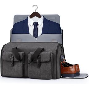 BAGSMART Garment Bags for Travel, Convertible Garment Duffle Bag Suit Bags for Men Women, 2 in 1 Garment Bags for Hanging Clothes, Carry On Duffle Bag with Shoe Compartment, Black