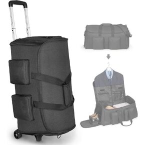 Rolling Garment Bag,Rolling Garment Bags for Travel, Garment Bag with Wheels, Rolling Duffle Bag with Wheels Rolling, Carry On Garment Bag with Shoe Pouch, Rolling Duffel Bag with Detachable Trolley