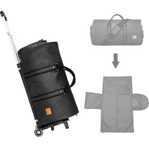 seyfocnia Rolling Garment Bags,Convertible Duffle Garment Bag with Wheels Travel Garment Bag with Shoe Compartment Carry On Bag Rolling Duffle Bag with Wheels for Men or Women-Black
