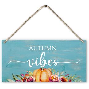 PHAMTE Fall Door Sign, fall signs,Hello Fall Sign, Hello Fall Maple Leaf Farmhouse Wood Plaque Sign Wall Hanging, Autumn Fall Seasonal Hanging Wall Signs For Home Outdoor Front Door Decor 12 x 6