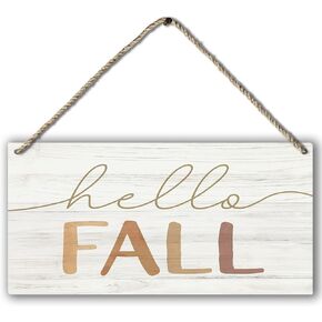 PHAMTE Fall Door Sign, fall signs,Hello Fall Sign, Hello Fall Maple Leaf Farmhouse Wood Plaque Sign Wall Hanging, Autumn Fall Seasonal Hanging Wall Signs For Home Outdoor Front Door Decor 12 x 6