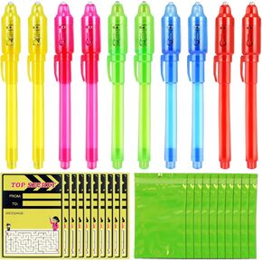 28 Pcs Invisible Ink Pens with UV light for kids, Word Search & Maze Activities Cards Included, Education & Party Favors, Fun for Kids' Birthday, Halloween, Christmas, Goodie bag stuffers (28)