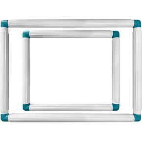 2 Pack Square Embroidery Hoops, Plastic Cross Stitch Snap Frames, Universal Clip Frame Sets for Embroidery, DIY Sewing Tools for Cross Stitching Quilting (11 x 15", 9 x 11")