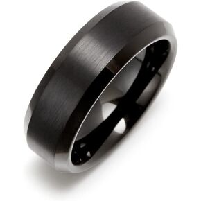 Engravable Black Tungsten Ring for Men, 8mm wide (ring sizes 9 to 13) - Men's Wedding Ring - Engravable Gift for Him - Promise Rings for Men - Couples Ring for Him - Men's Jewelry