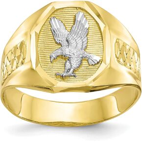 IceCarats 10K Solid Yellow Gold Mens Eagle Ring American Hawk Bird Head Band Symbol of Strength Freedom