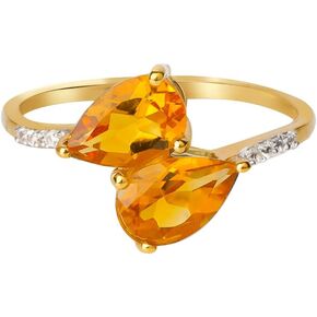 YoTreasure 1.41 Ct. Natural Citrine White Sapphire 10kt Yellow Gold Engagement Ring