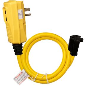 AIDA 2FT Auto Reset 12/3 Gauge SJTW Heavy Duty GFCI Extension Cord with 3 Prong Grounded Plug, 15 AMP Yellow Outdoor Extension Cable with LED Lighted, UL Listed, 1 Pack