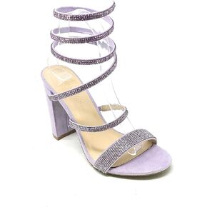 Wild Diva Women's Formal Rhinestone Coil Spiral Ankle Wrap Strap High Chunky Block Heels Morris-567