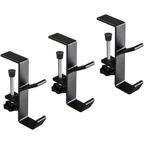3 PCS Metal Headphone Hook, Headphone Hanger with Double Hooks, Portable Desk Mount Headphones Holder, Non-Slip Adjustable Women's Bag Handbag and Purse Holder - Black