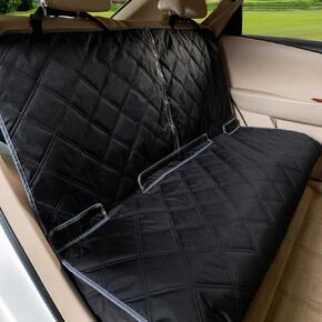 ZQ Bench Car Seat Cover for Dogs, Waterproof Rear Seat Protector Stays Securely in Place for Pets, Dog Backseat Cover Fit for Standard Cars & SUVs (Black)