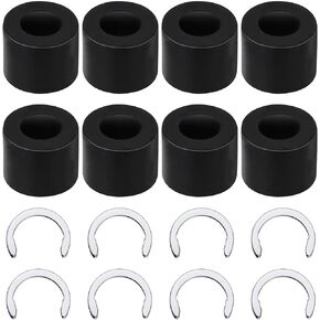 8pcs Rubber Roller Resolution for Cricut Maker and 8pcs Rubber Roller Replacement, Keep Rubber from Moving Retaining Clip Rings Compatible with Cricut Maker (Black & Blue-White)